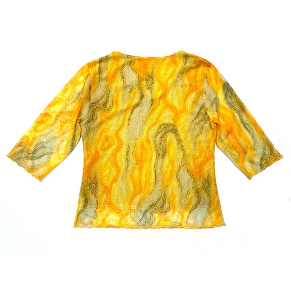 Vintage Yellow Green Flame Mesh Top | Size Medium - Picture 2 of 5